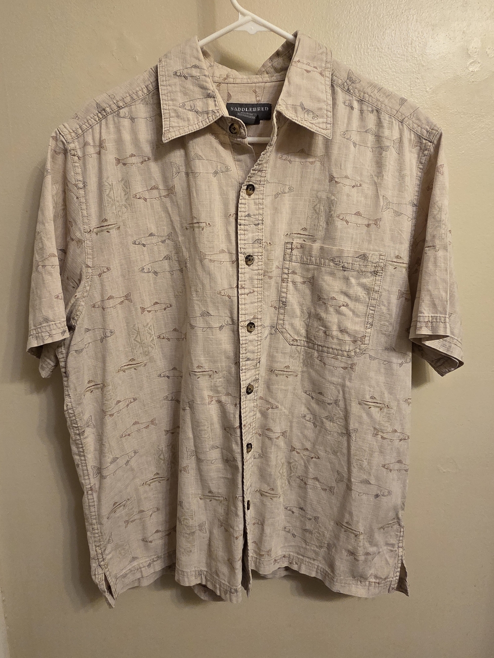 Saddlebred Button Down Fishing Trout Shirt Large Cabincore Grandpacore Gorpcore